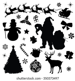 Christmas Collection Black Vector Illustration Silhouettes