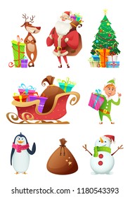 Christmas collection of characters design. Cartoon vector illustration