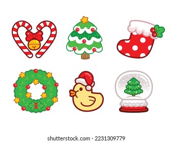 Christmas collection in Cute Cartoon style, Vector illustrations.