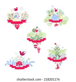 Christmas collection of decorative elements and frames