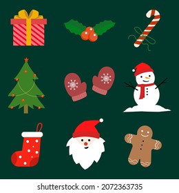 Christmas collection of decorative winter elements (vector design), Elements for Christmas season and happy new year. vector illustration.