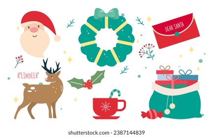 Christmas collection of decorative winter elements