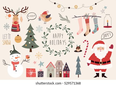 Christmas Collection Of Decorative Winter Elements (vector Design)