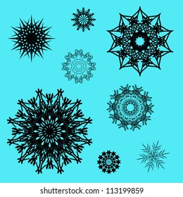 Christmas collection of different snowflakes  vector illustration