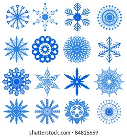 Christmas collection of different snowflakes vector illustration