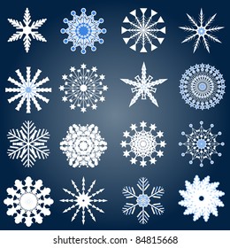 Christmas collection of different snowflakes vector illustration