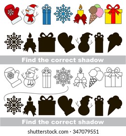 Christmas collection. Find correct shadow.