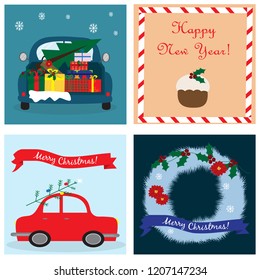 Christmas collection with four cards. Vector. EPS 10.