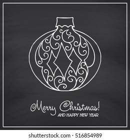 Christmas collection. Icons with mandala ornament on Chalkboard background. Vector illustration