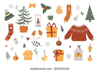Christmas collection. Isolated on a white background. Vector illustration.