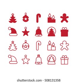 Christmas Collection in line and glyph style