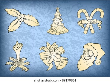 christmas collection on the blue background