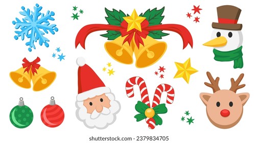 Christmas collection with santa claus, Christmas tree, garland, gifts, deer, star,snow,candy and other decoration,illustration.Perfect for your Christmas and New Year flayer,invitations,greeting cards