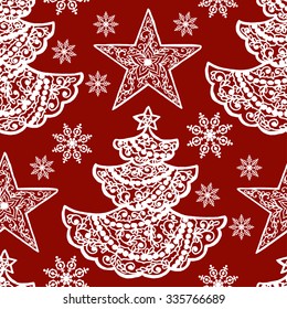 Christmas collection. Seamless with icons of mandala ornament. Vector illustration