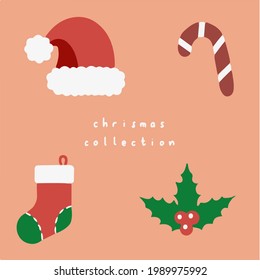 Christmas Collection Set Pattern Background. Social Media Post. Christmas Vector Illustration.