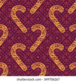 Christmas collection. Set of seamless with icons of mandala ornament. Vector illustration
