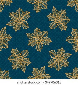 Christmas collection. Set of seamless with icons of mandala ornament. Vector illustration