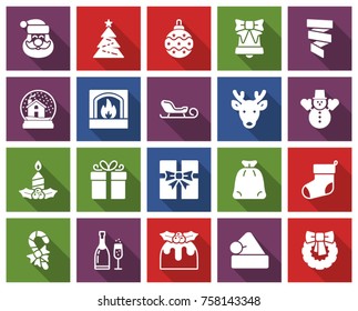Christmas collection of  square icons  with long shadow