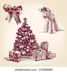 christmas collection - vintage hand drawn vector illustration