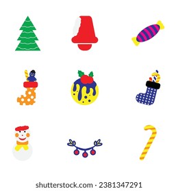 Christmas collection in vintage style with traditional Christmas elements