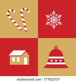 Christmas collection of winter holidays icons Vector illustration