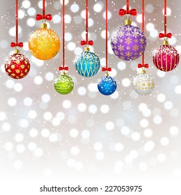 Christmas color balls on bokeh background