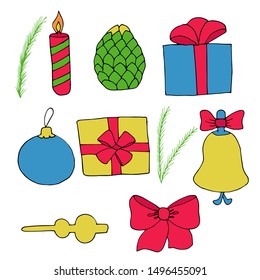 Christmas color collection. Hand drawn vector winter holiday set.