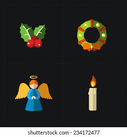 Christmas color icons collection - vector illustration.