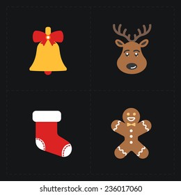 Christmas color icons collection - vector illustration.