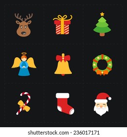 Christmas color icons collection - vector illustration.