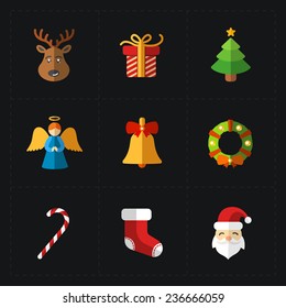 Christmas color icons collection - vector illustration.