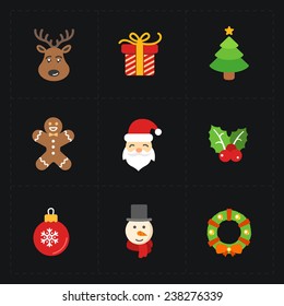 Christmas color icons collection - vector illustration.