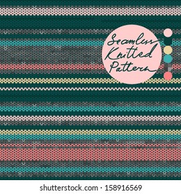 Christmas Color Knitting Seamless Pattern, cold colors, Vector illustration