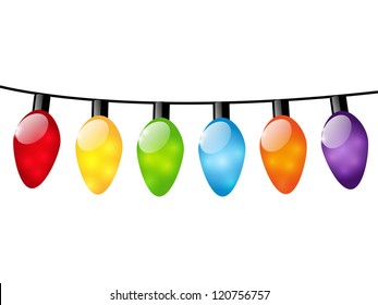 Christmas Color Light Bulbs On White