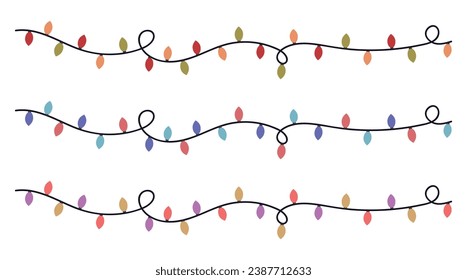 Christmas color lights Garland Decoration. Vector illustrtation.