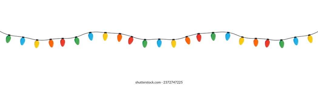 Christmas color lights isolated on white background