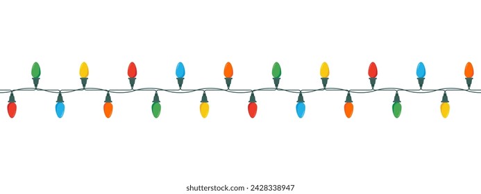 Christmas color lights isolated on white background