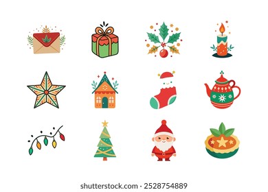 Christmas color vector icons bundle