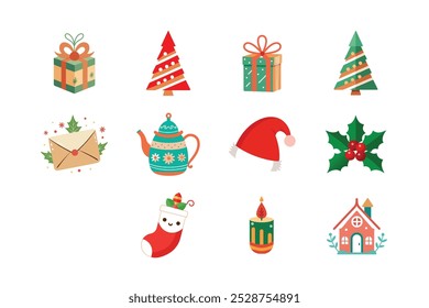 Pacote de ícones de vetor de cores de Natal