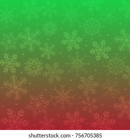 Christmas color vector and illustration  background, green and red color with snowflakes pattern for Christmas and new year concept