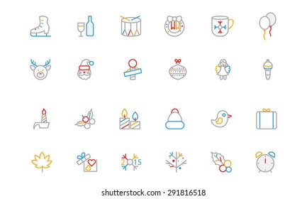 Christmas Colored Outline Icons