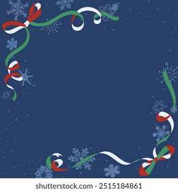 Christmas Colored Ribbon, bow  Sparkling Frame Illustration
