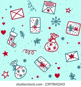 Christmas colored seamless pattern with gifts vector