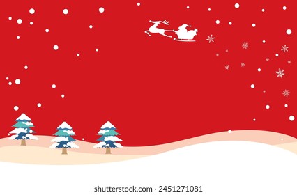 Christmas colored snow landscape illustration