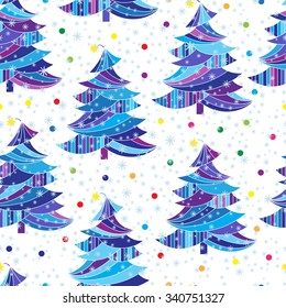 Christmas Colored tree. Christmas and New Year. Winter background. Holiday seamless pattern. 