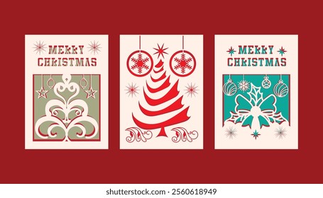 Christmas colorful 2-layer gift card bundle illustration with text.