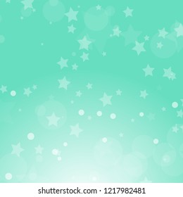 Christmas colorful abstract background with circles and stars of different sizes. Simple flat vector illustration