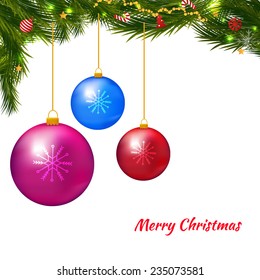 Christmas colorful balls hanging