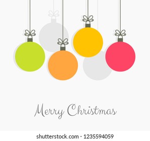 Christmas colorful balls hanging ornaments. Vector illustration