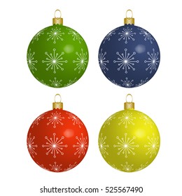 Christmas colorful balls isolated on white background.